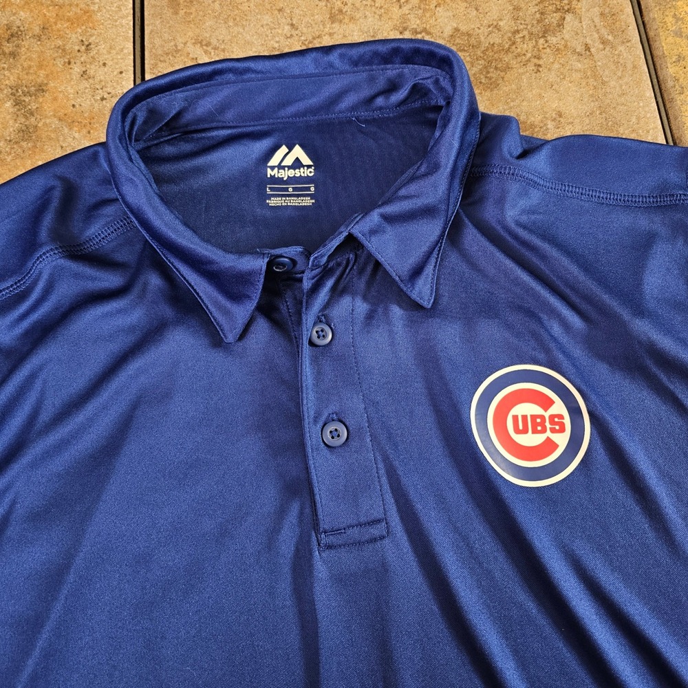 Chicago Cubs‎ Mens Blue Performance Polo Shirt MLB Large Short Sleeve